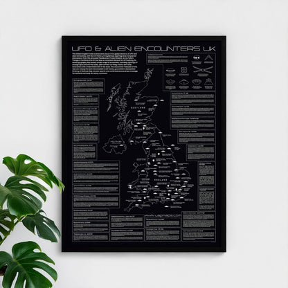 UK UFO & Alien Encounters Map - Glow in the Dark Poster