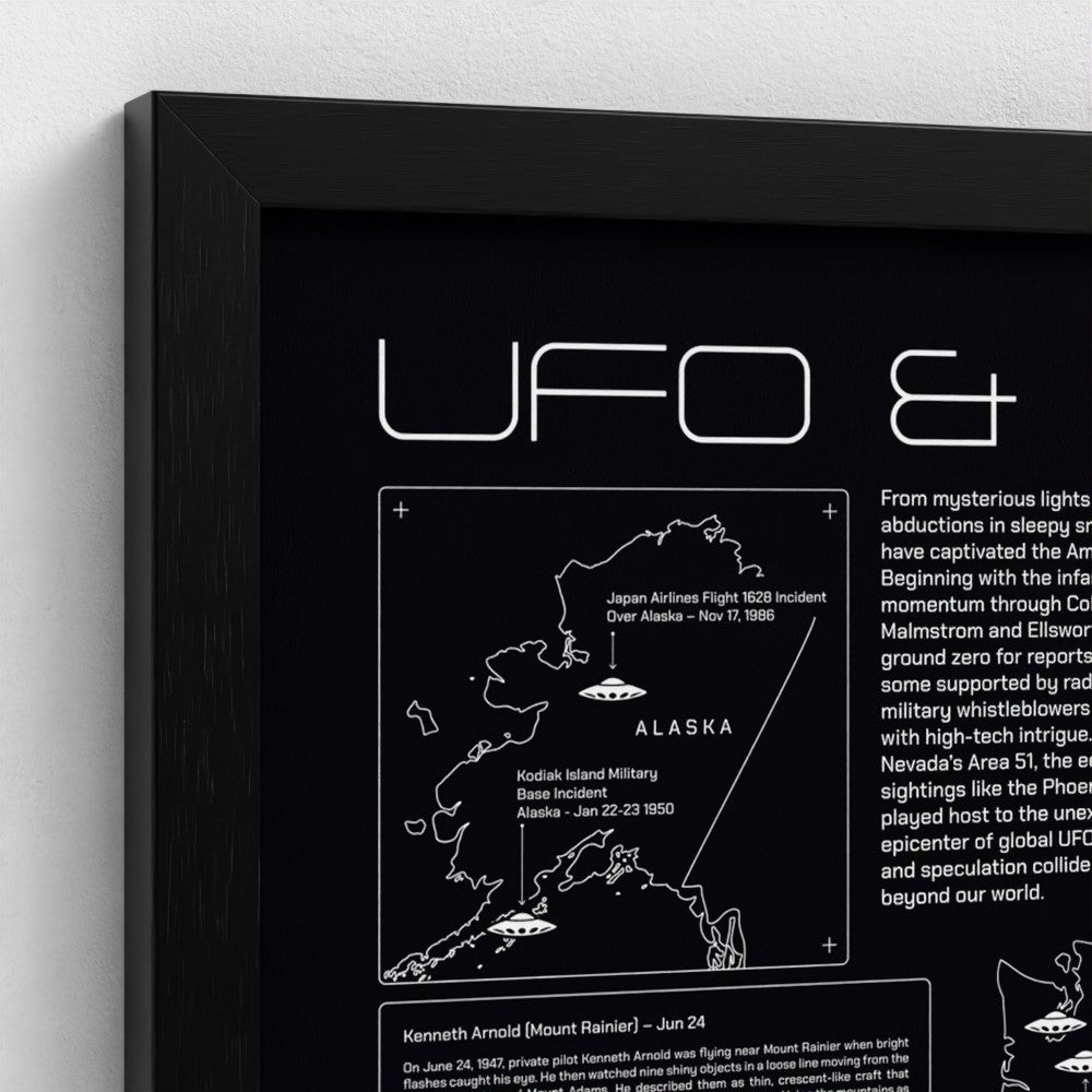 USA UFO & Alien Encounters Map - Glow in the Dark Poster