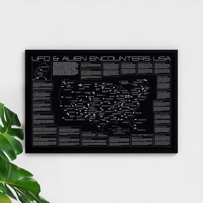 USA UFO & Alien Encounters Map - Glow in the Dark Poster