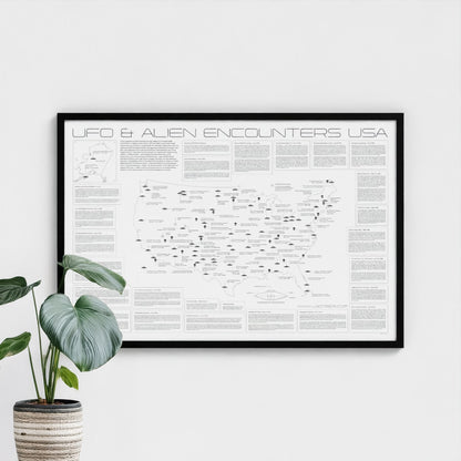 USA UFO & Alien Encounters Map - Minimal Style Poster