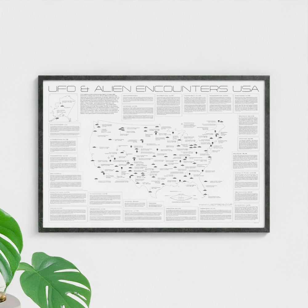 USA UFO & Alien Encounters Map - Minimal Style Poster