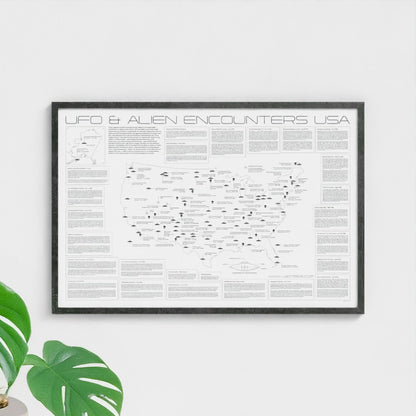 USA UFO & Alien Encounters Map - Minimal Style Poster