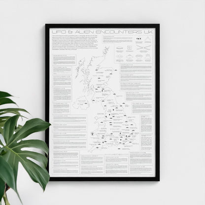 UK UFO & Alien Encounters Map - Fine Art Print Poster