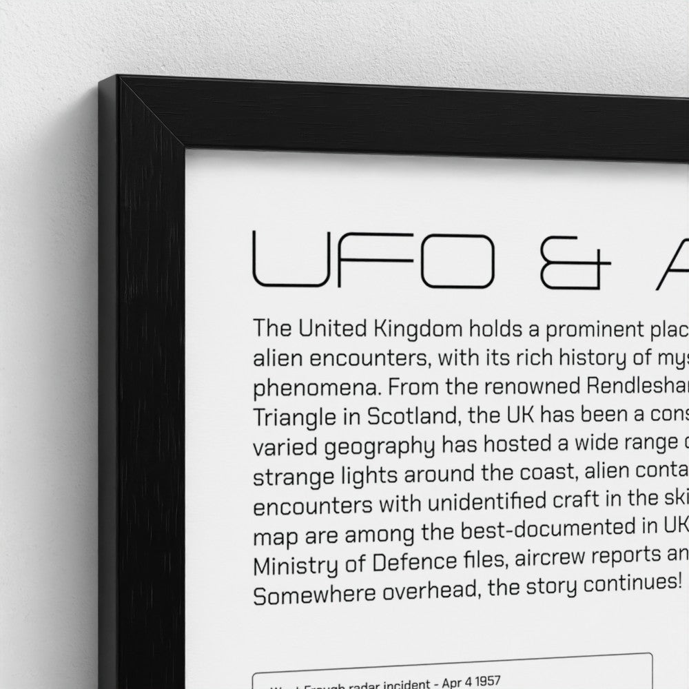 UK UFO & Alien Encounters Map - Fine Art Print Poster