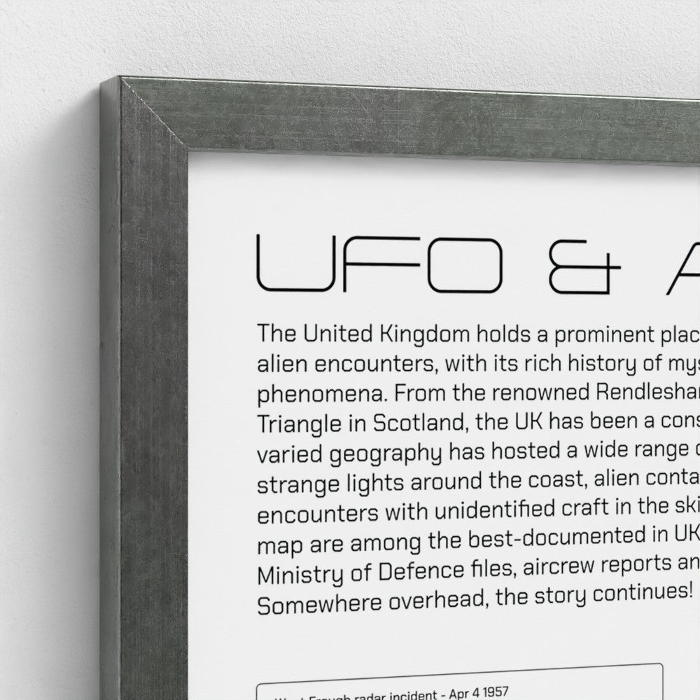 UK UFO & Alien Encounters Map - Fine Art Print Poster