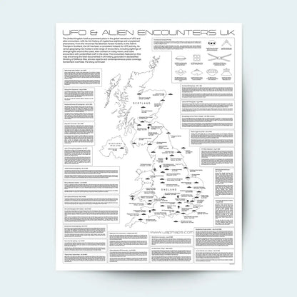 UK UFO & Alien Encounters Map - Fine Art Print Poster
