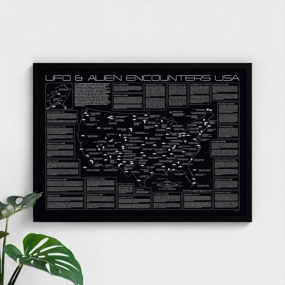 USA UFO & Alien Encounters Map - Glow in the Dark Poster