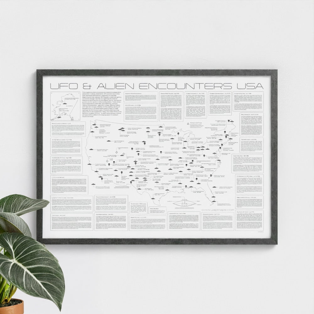 USA UFO & Alien Encounters Map - Minimal Style Poster