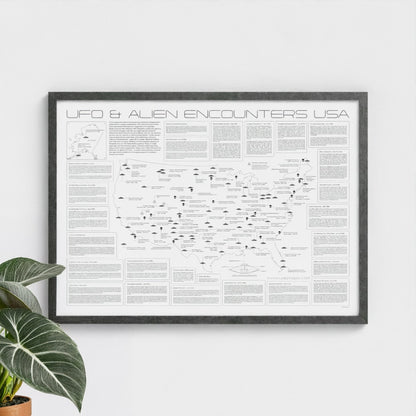 USA UFO & Alien Encounters Map - Minimal Style Poster