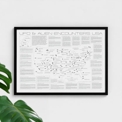 USA UFO & Alien Encounters Map - Minimal Style Poster